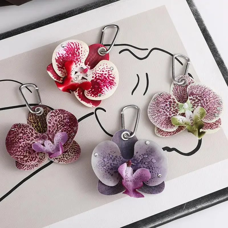 Exquisite Phalaenopsis Orchid Keychain Creative Simulation Flower Pendant Backpack Decoration Gifts
