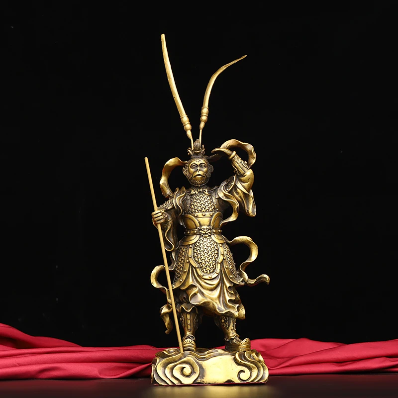 Pure copper figurine of Sun Wukong, also known as the Monkey King, meticulously crafted for home decor.