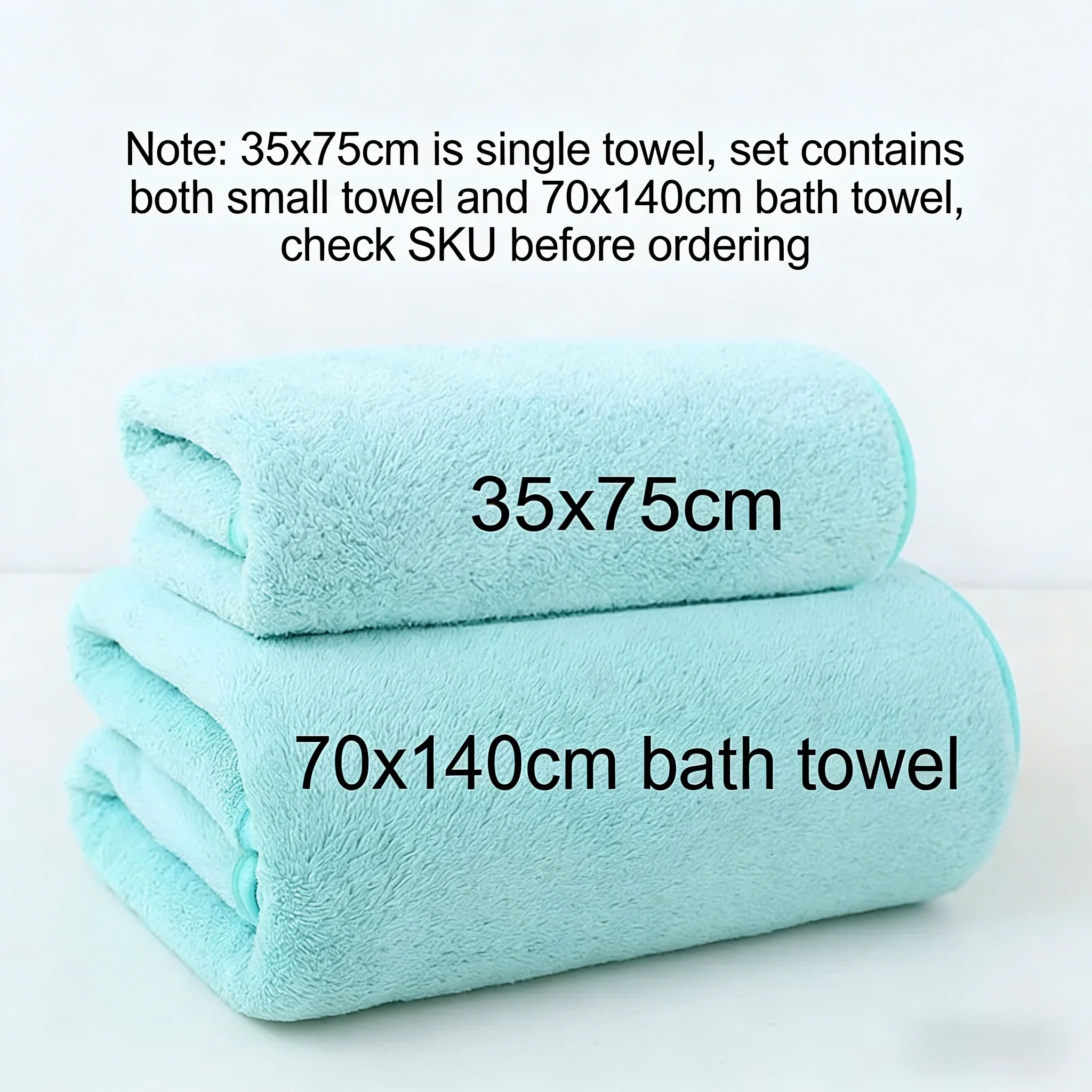 Coral Fleece Thickened Towel and Bath Towel Set, Solid Color, Soft and Absorbent, Suitable for Home Gym Face Washing Towels