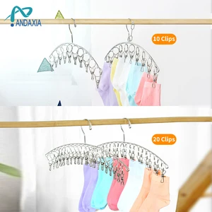 Rack de roupas de aço inoxidável transfronteiriço curvo 6/8/10 clipe meias rack de secagem clipe de aço inoxidável à prova de vento cabide de roupas 10 principais vendas para secar roupa - №2