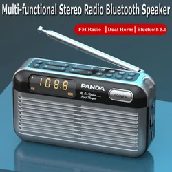 Mini FM Radio Portable Stereo Radio Bluetooth Speaker with LED Display Built-in Battery TF Card USB Music Player Support Headset