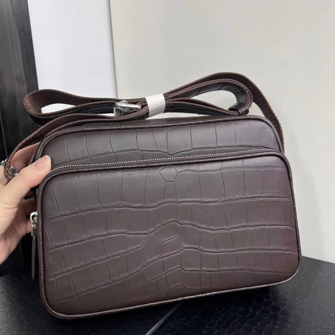 Top Level Quality Genuine 100% crocodile leathe skin men cross body bag small size waist/shoulder men bag grey blue brown