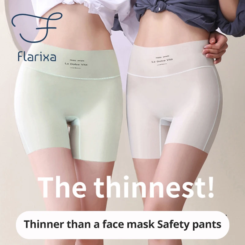 Flarixa Cool Sensation Pants for Under Skirt Women Boxers Underwear Ultra Thin Ice Silk Boyshort Anti Chafing Safety Pants