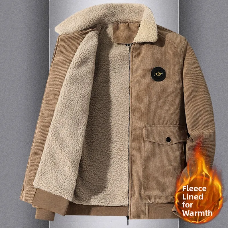 

Утепленная вельветовая мужская куртка: зимняя, модная, городская, повседневная, на молнии, теплая, хлопковая, молодежная, свободного кроя