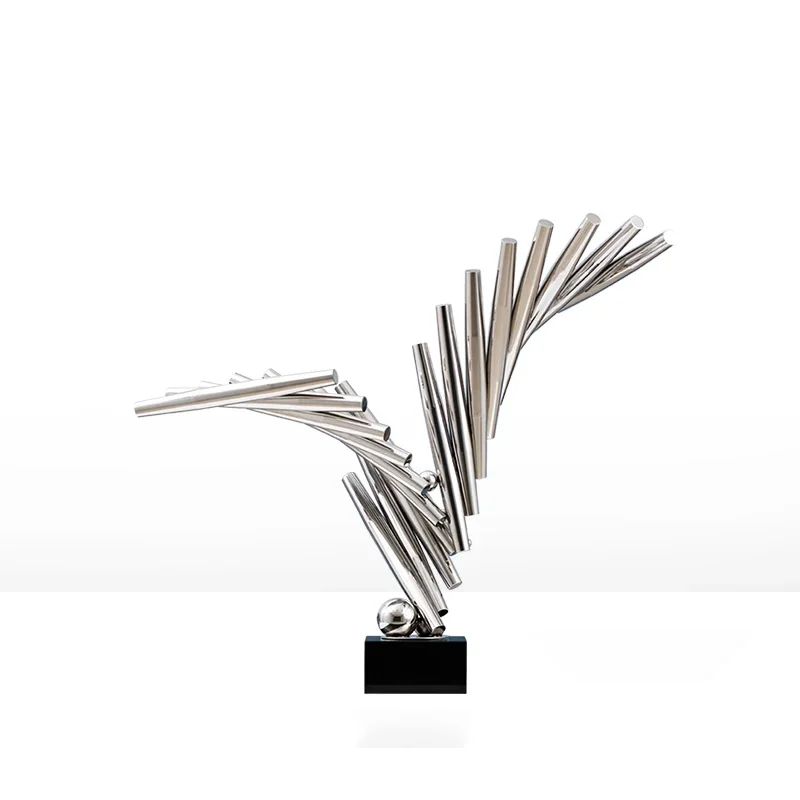 

Modern Art Abstract Ornament Office Stainless Steel Sculpture Landscape Metal Desktop Crafts Polishing