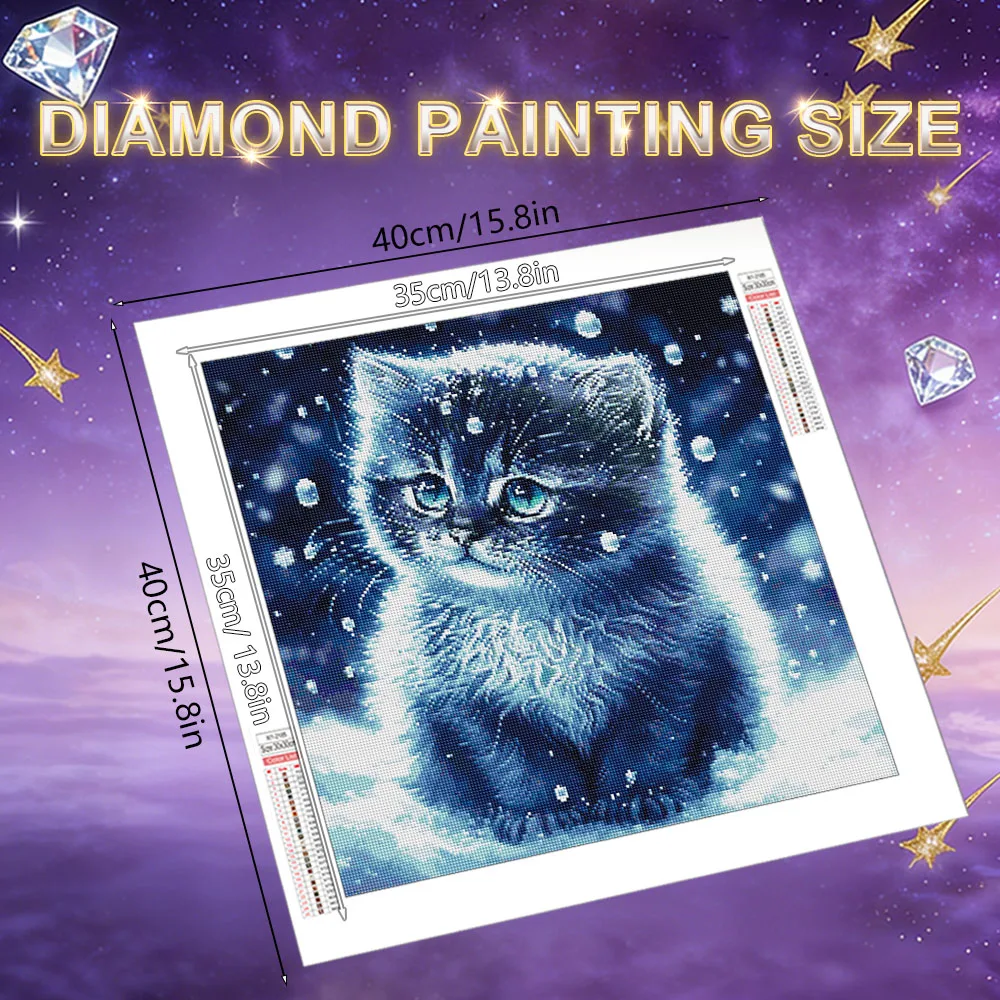 HUACAN 5d Diamond Mosaic Cat Winter Animal Full Drill Painting New Collection Picture Of Rhinestones  Wall Decoration