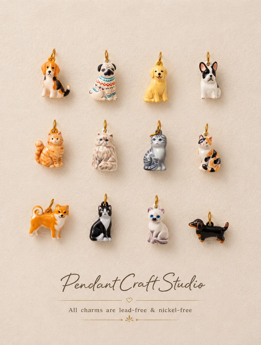 316 Edelstahl Wasserdicht Farbbeständig Niedliche Tier-Katzen-Welpen DIY Anhänger Charms Schmuckherstellung – Detail 1