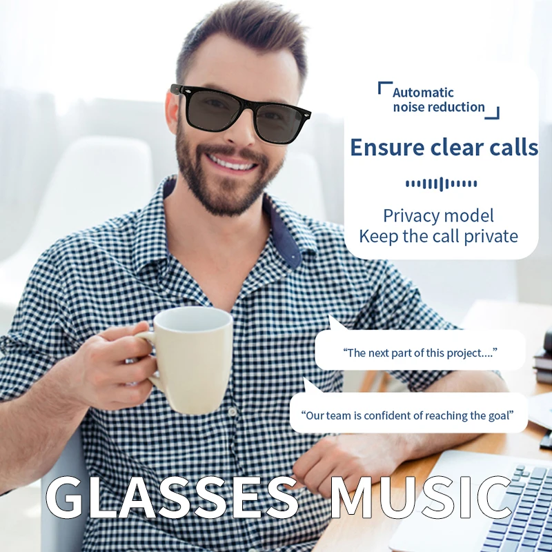 Smart Glasses Wireless Bluetooth Anti blue light & Sunglasses Built-in Microphone Speakers Touch & Voice Assistant Compatible Gl