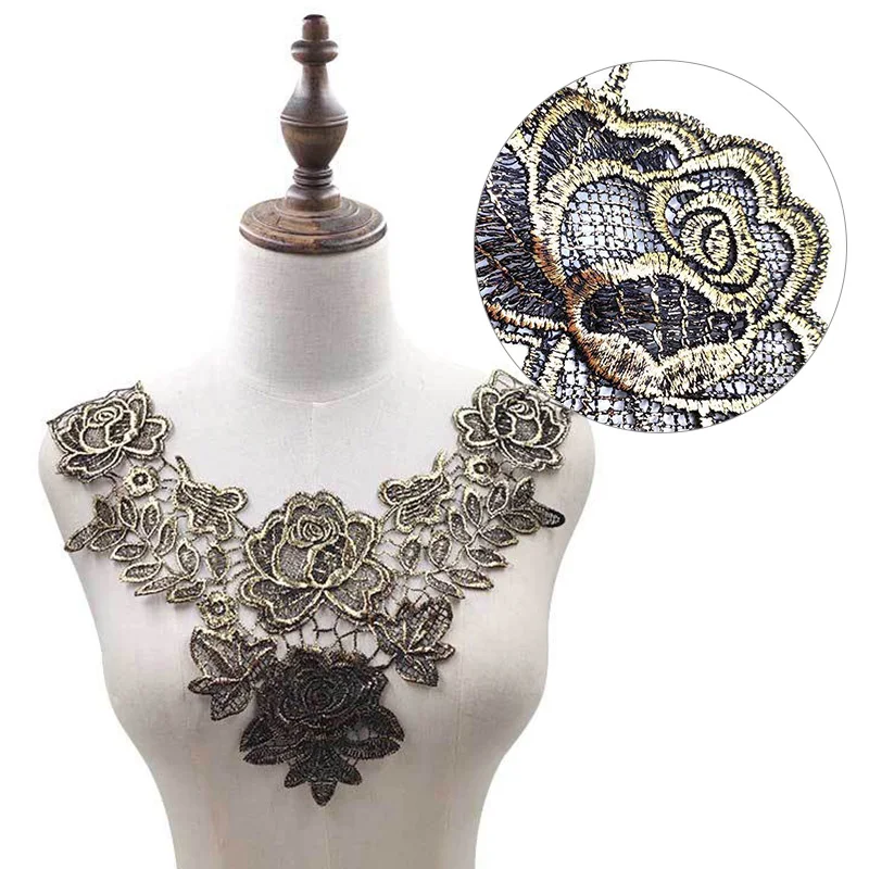 Lace Hollow Embroidered Collar Fake Collar Lace Flower Corsage Embroidered Collar Hollow Three-dimensional Decor Sewing Supplies