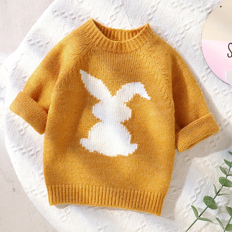 Infant Kids Baby Girls Boys Long Sleeve Cute Rabbit Pullover Sweaters Autumn Baby Girl Boy Children\'s Clothes Knit Sweaters