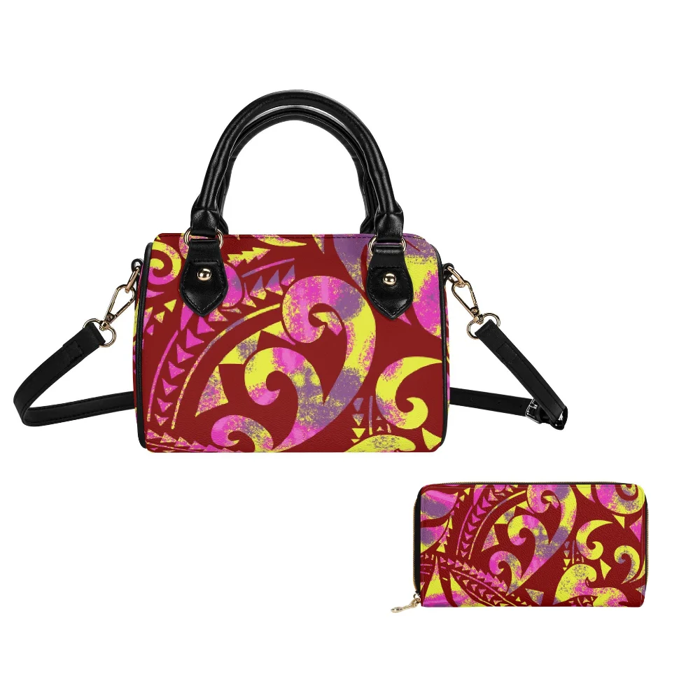 

Summer High Quality Custom Ethnic Polynesian Dual-Purpose Casual Ladies Crossbody Handbag And Purse Set Stylish Shoulder Bag