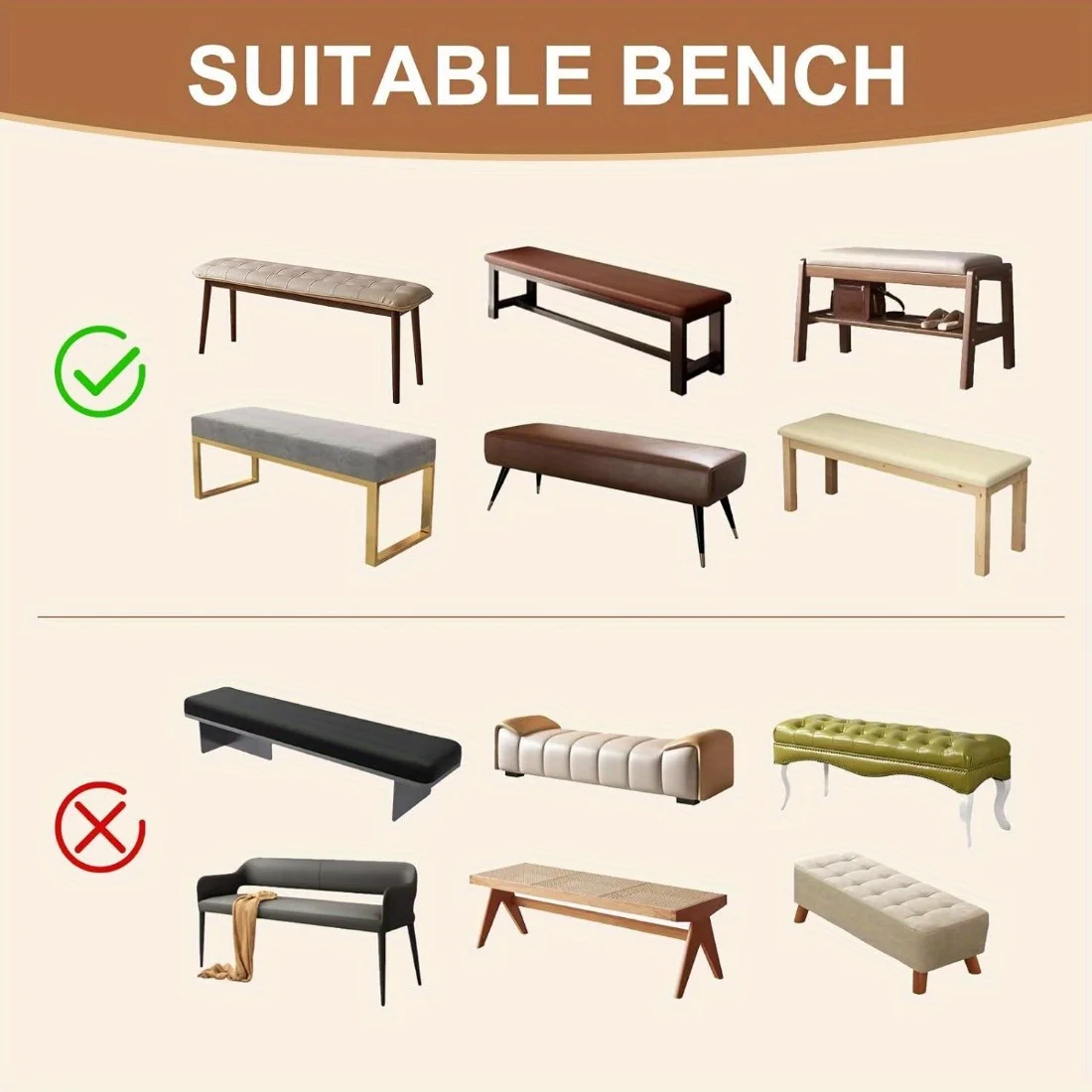 1Pc Waterproof Jacquard Texture Stretch Dining Room Bench Cover Spandex Washable Soft Removable Bench Slipcovers Bench Covers