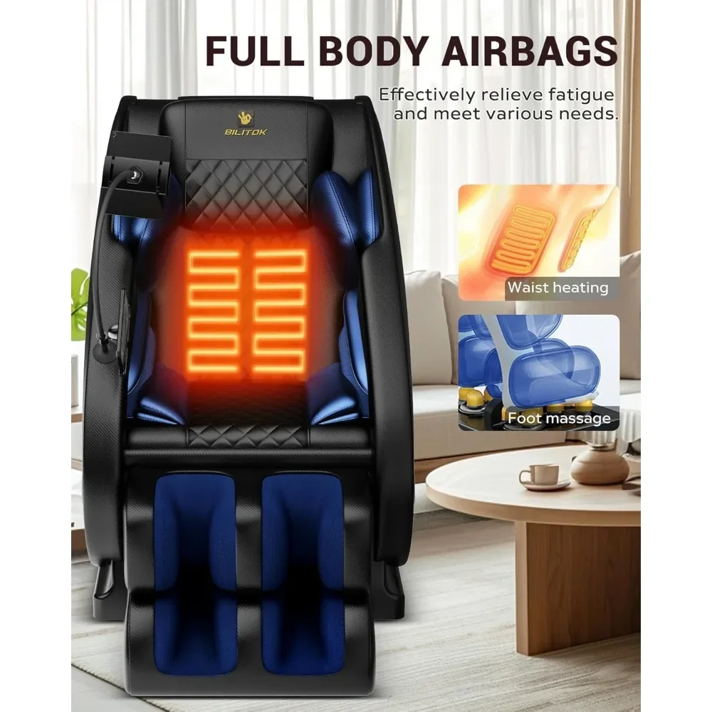 Massage Chair with Heating, Bluetooth Speaker, Airbags, Foot Roller, Touch Screen, Full Body Massage Chair with Zero Gravity