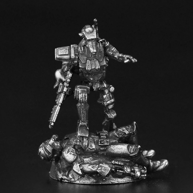 Metal Cupronickel Robot Soldier Model Action Figures Board Game Piece Miniature Ornament Accessories Desktop Car Interior Decor