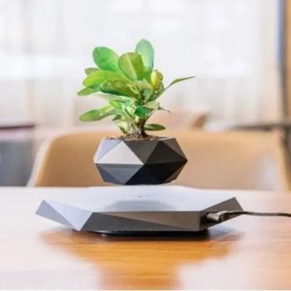 Levitating Air Bonsai Pot, Rotation Flower Planters, Magnetic Suspension Floating Pots Potted Plant Home Desk Decor, Flower