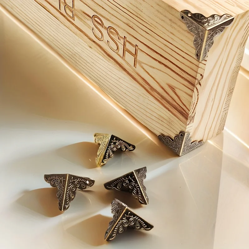 YITAPE Set of 12 Printed Furniture Corner Protectors With Screws, Classic Anti-Collision Guard For Wooden Boxes, Easy Install