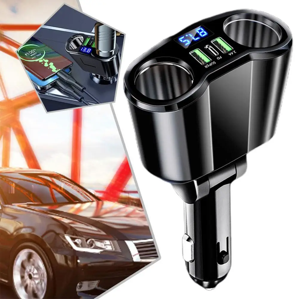 Divisor de encendedor de coche, cargador PD Dual USB -24V, 12V, 5,0, toma de corriente rápida, carga Bluetooth, supercarga E4W6