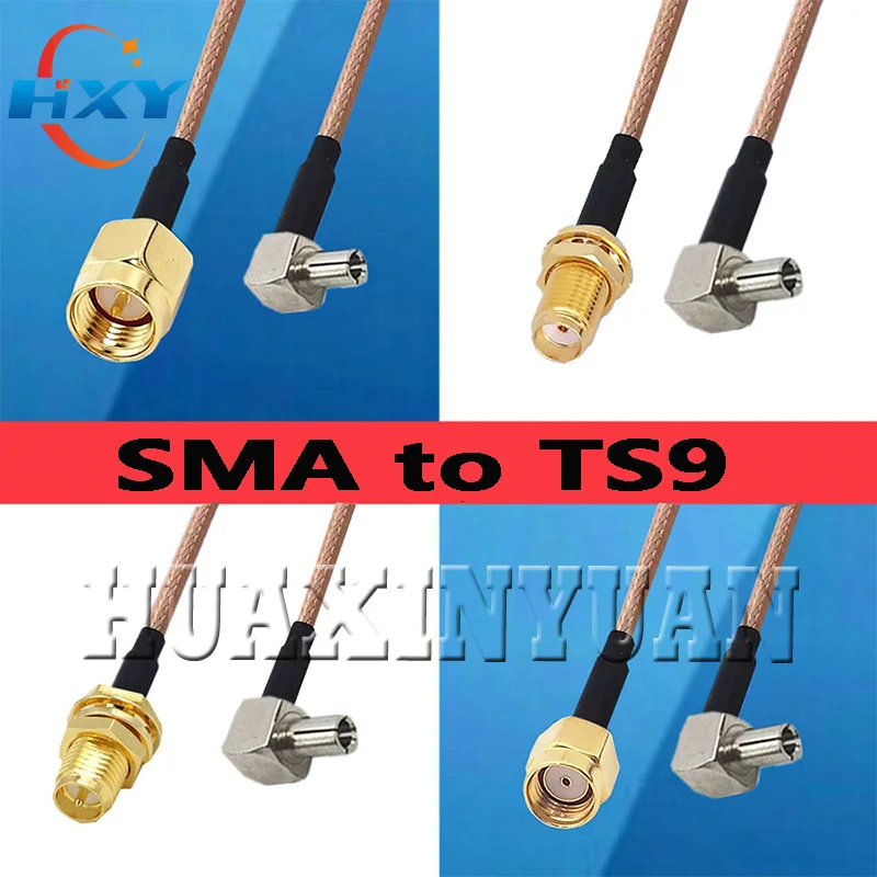 

RG316 Cable RP SMA Female Buklhead Jack to TS9 Male Plug Right Angle Crimp Connector RF Coaxial Pigtail Jumper Wire 4inch~10FT