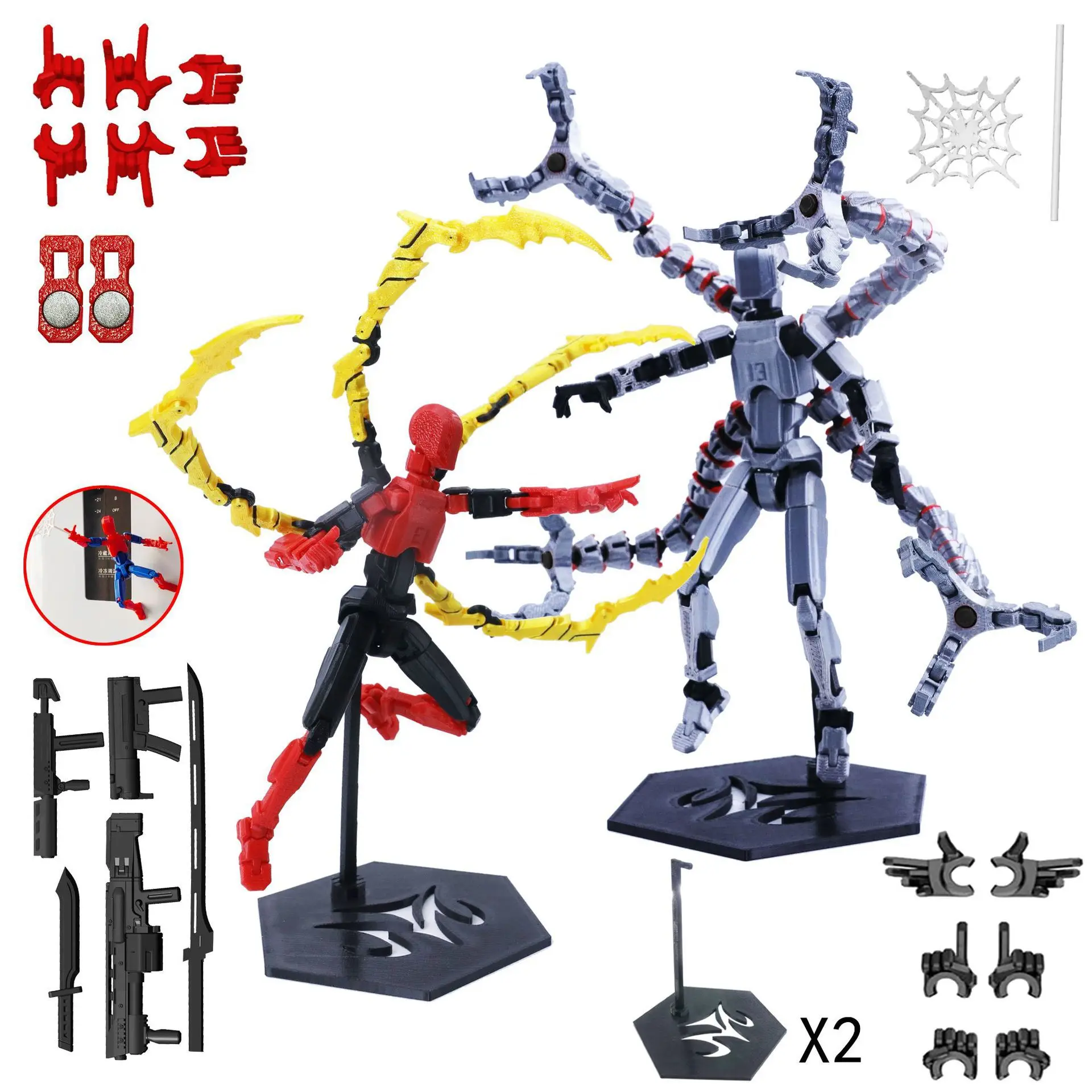 Model robota drukowany w 3D, ruchome stawy, figurka robotyczna z długimi żołędziami, akcesorium, prezent.