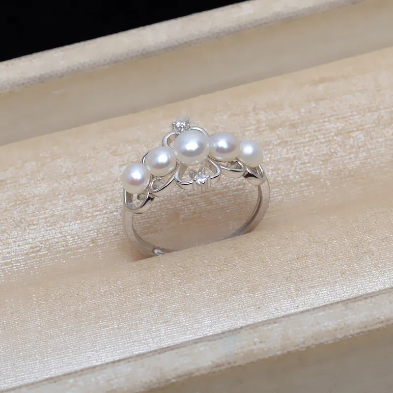 S925 Sterling Silver Adjustable Finger Ring Mountings Base Setting Findings Jewelry Mount Accessories for 3-4mm Pearls 3pcs/lot
