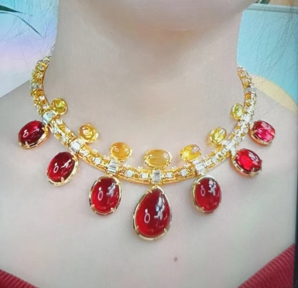 

New Luxury Fashion Vintage AAA Zircon Golden Round Big Drop Pendant Necklace Earrings For Women Lady Wedding Party Jewelry Set