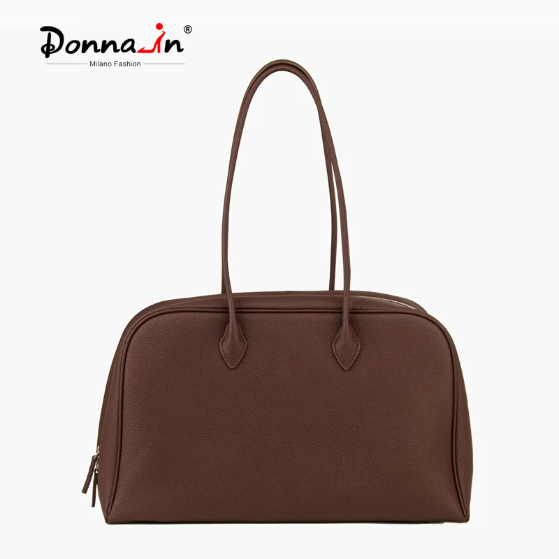 Donna-in wierzchnia warstwa torebka ze skóry bydlęcej dla kobiet prawdziwa duża torba podróżna na co dzień dojazdy do pracy torba na ramię miękka moda