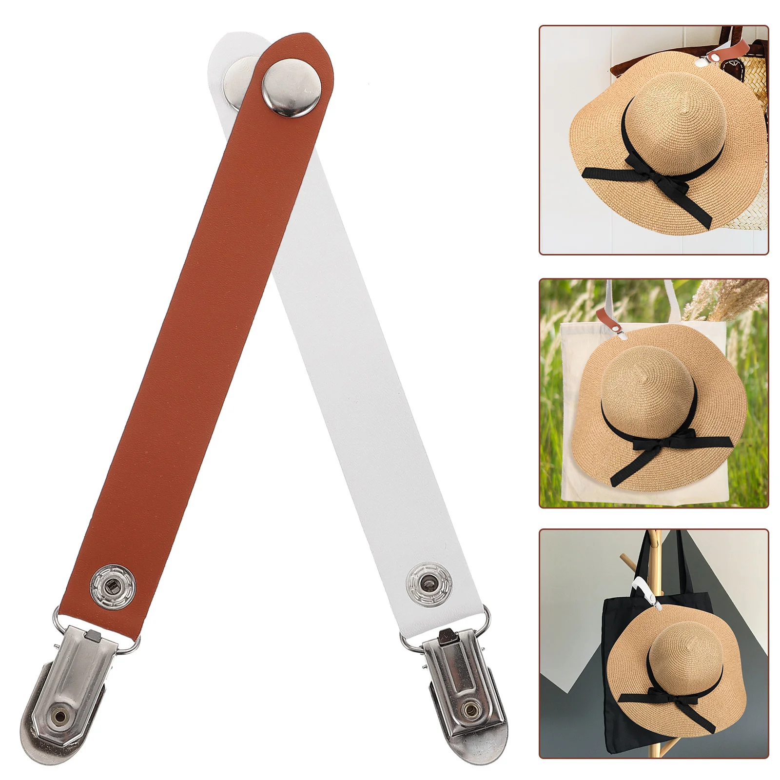 

2pcs Hat Clip Pu Metal Portable Travel Hat Holder For Bags Outdoor Windproof Lightweight Fit For Women Men Accessories