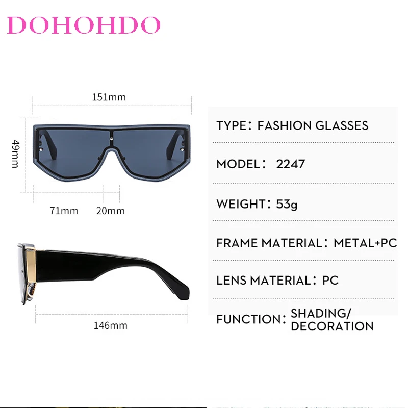 المتضخم خمر قطعة واحدة عدسة العلامة التجارية الفاخرة تصميم النظارات الشمسية فاسق النظارات الرجال النساء الكلاسيكية الشرير التدرج النظارات الشمسية UV400