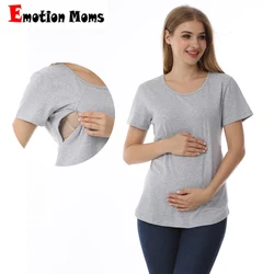 Emotion Mütter neue Frauen Mutter T-Shirt Kurzarm Stretch Baumwolle Tops Reiß verschluss Stillen lose schwangere Kleidung große Größe