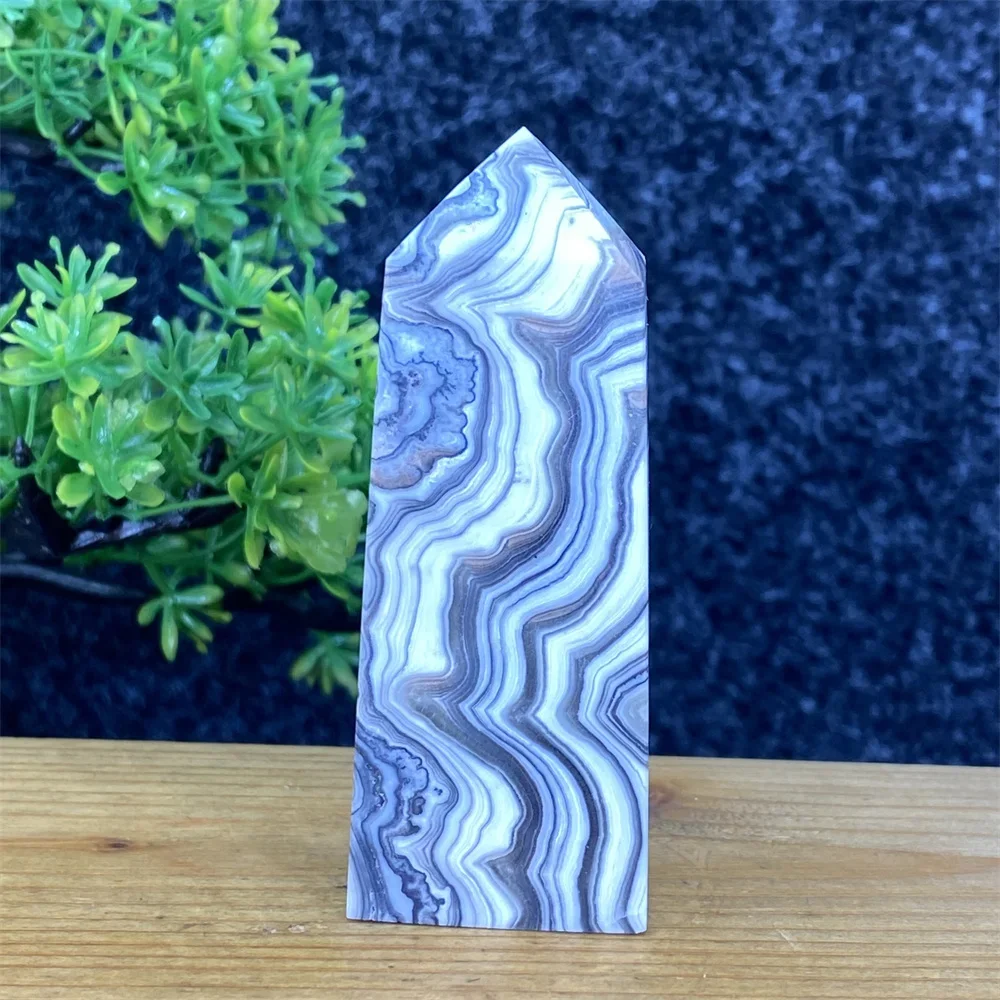 Rare Natural Striped Calcite And Agate Symbiont Crystal Tower Shi Ying Mineral Obelisk Aura Spiritual Ornaments Home Decoration