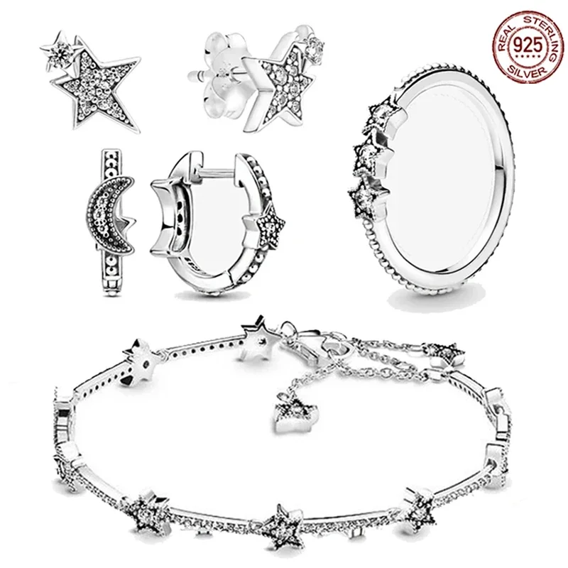 Nuovo 925 Sterling Silver Luxury Charm Star bracciale Collection Jewelry fit Original Exquisite Pearl regalo di fidanzamento da donna