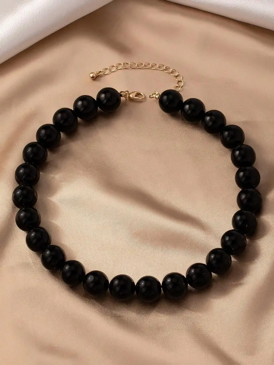 

Black Beaded Choker Necklace Elegant Sophisticated Style