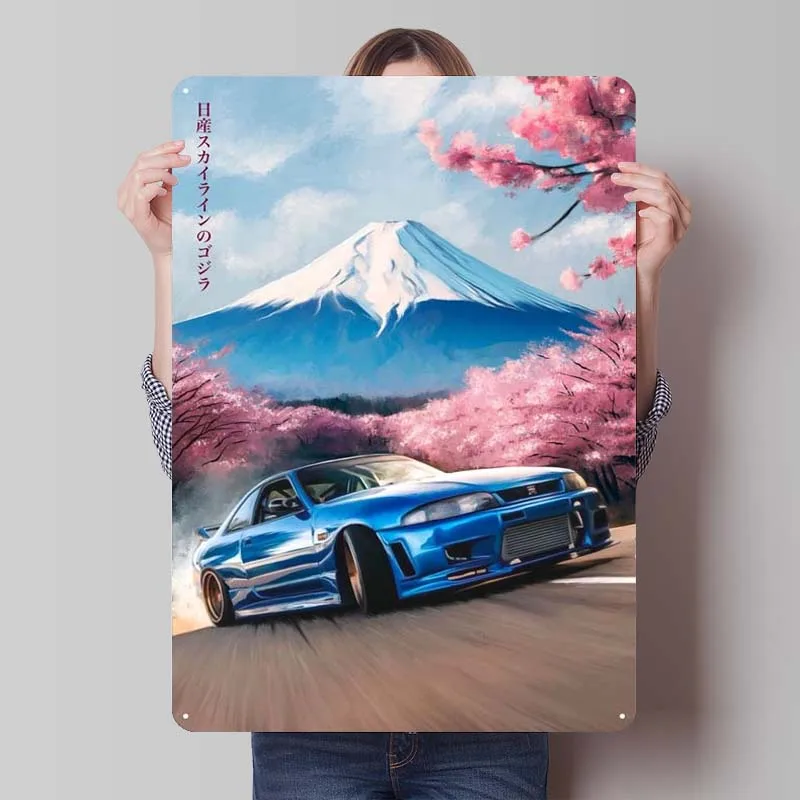 Nissan Skyline R34 GTR Tinplate Sign Car Poster Club America Retro Metal Sign for Garage Wall Art Decoration Vintage Metal Plate