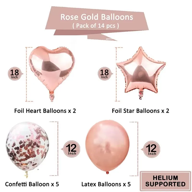 14 Stück Herz-Stern-Folienballons mit Latex-Konfetti-Ballons für Geburtstags- und Hochzeitsfeier-Dekorationen – Detail 9