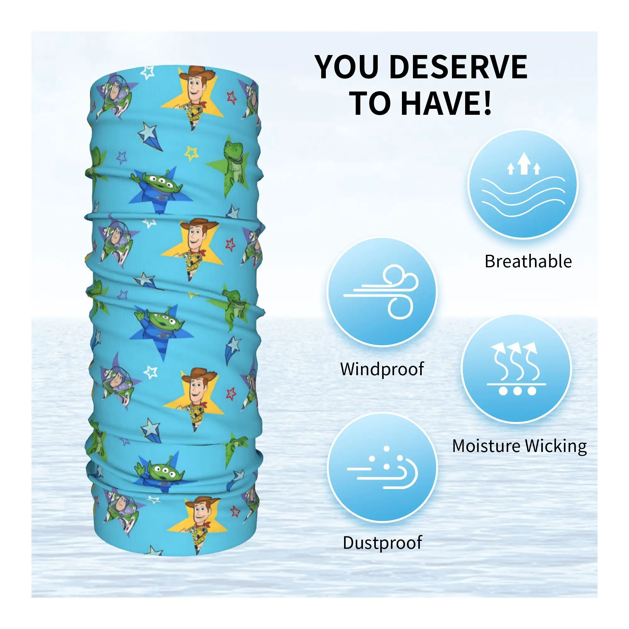 Custom Toy Story Cartoon Anime Figure Bandana Winter Neck Warmer Men Windproof Wrap Face Scarf for Ski Movie Gaiter Headband