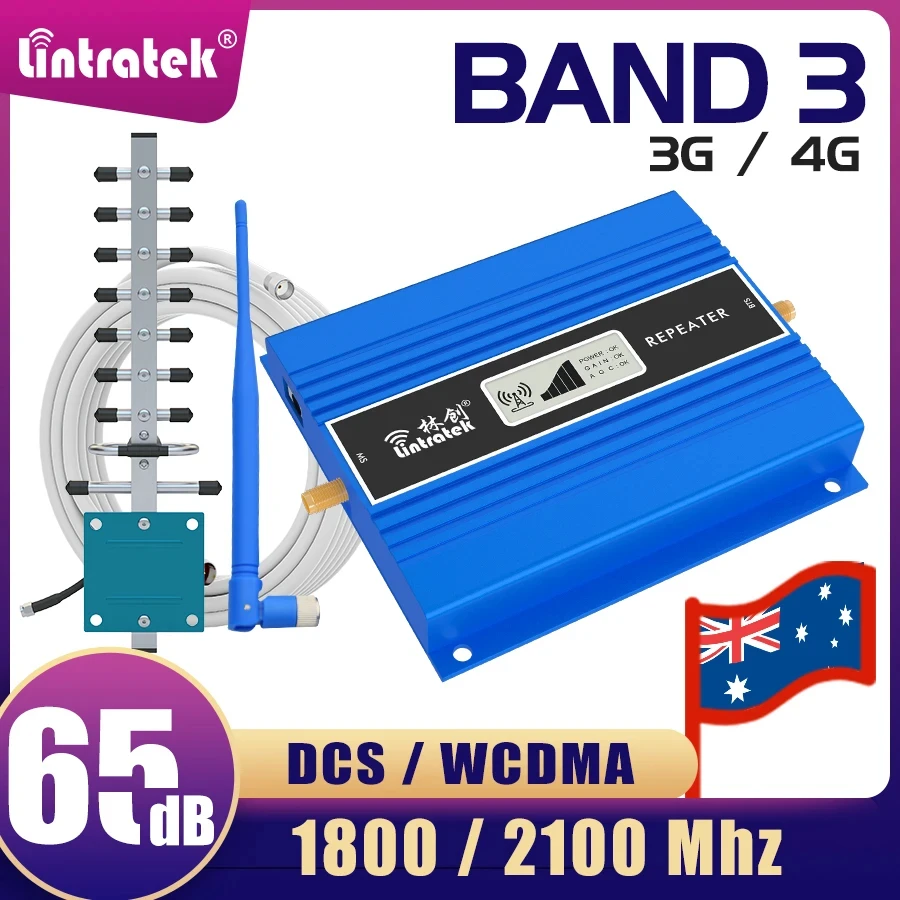 

Lintratek однодиапазонный 2100 1800 МГц Сотовый усилитель DCS WCDMA 65dB повторитель сигнала сотовых телефонов 3G 4G Band3 усилитель сигнала Band1