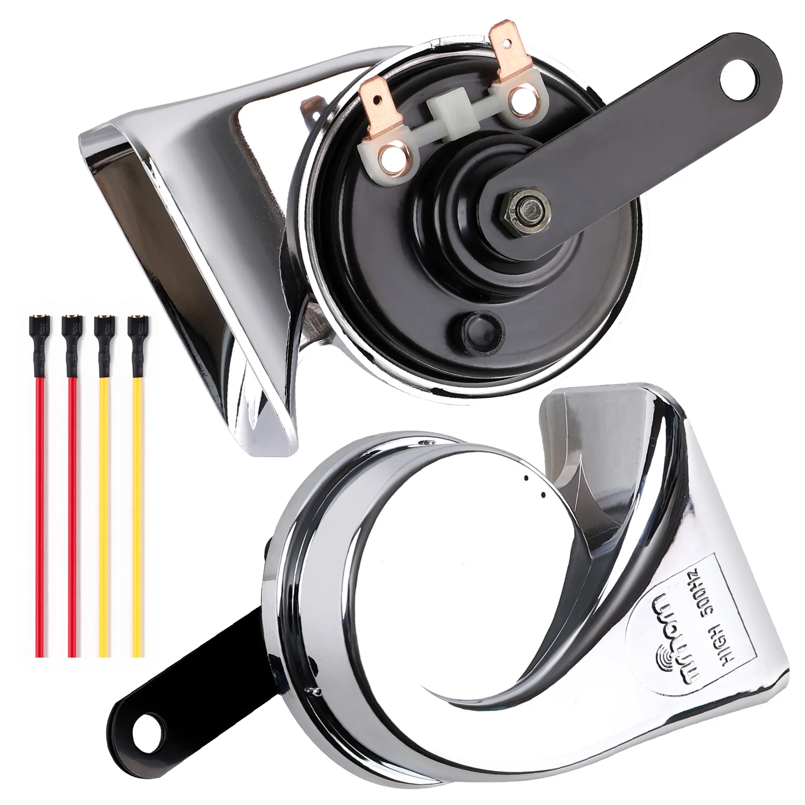 بوق حلزون مقاوم للماء مطلي بالكروم 12 فولت لسيارة Hyundai/Kia 2000-2025، بوق لفائف نحاسي عالي/منخفض النغمة مع محول #4