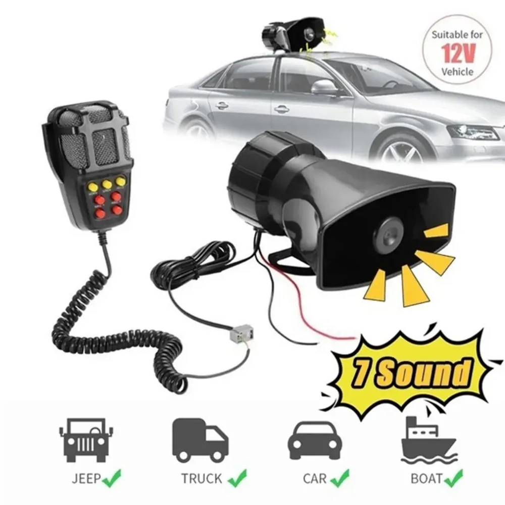 

Universal 110DB Car Horn Speakers Police Siren Air Megaphone Alarm Emergency Vehicle Motorcycle 12V 100W Multi-tone Claxon Horns