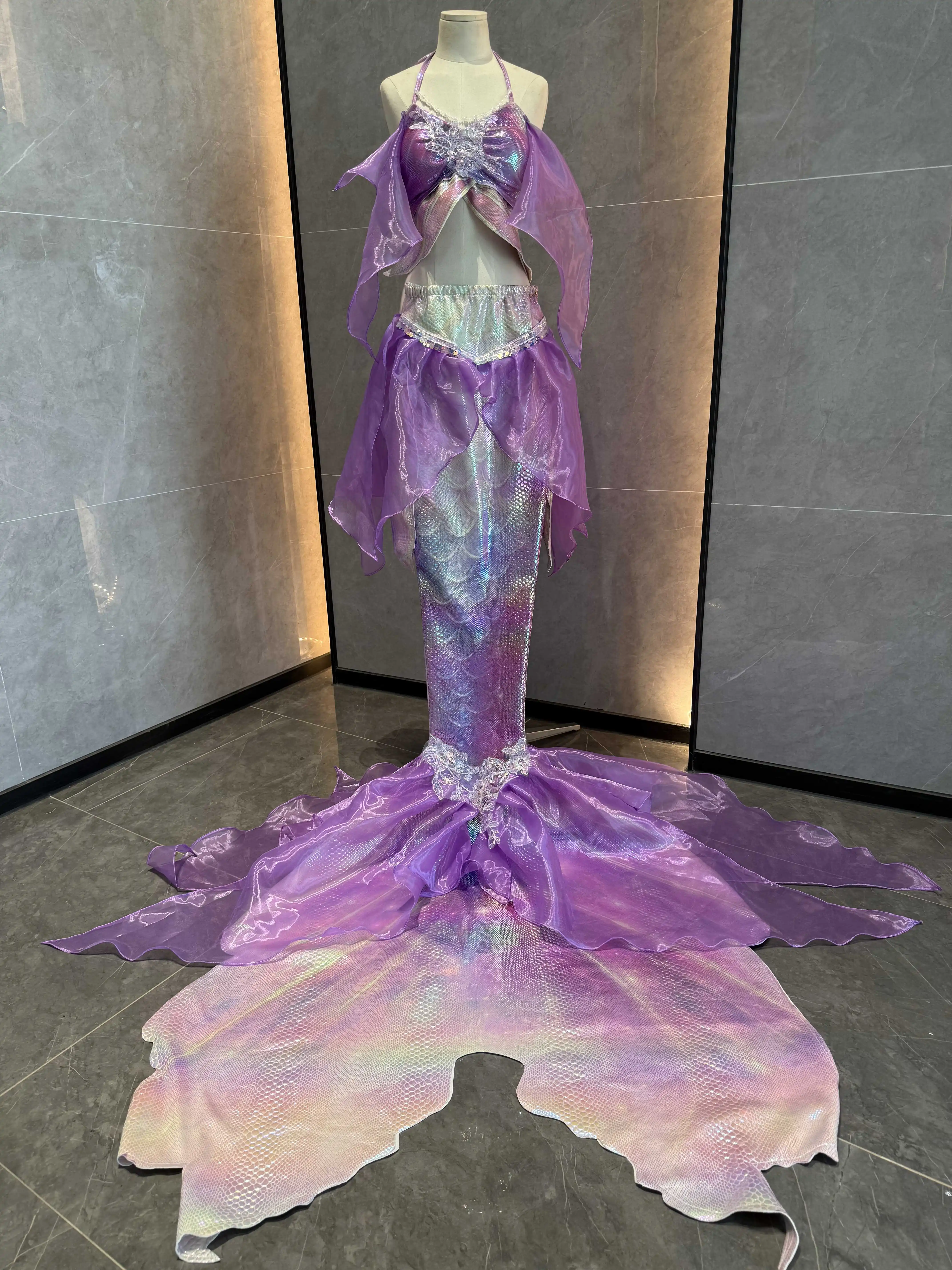 

Purple Fantasy Hot Stamping Mermaid Tail Fish Tail Fish Skin Aquarium Shooting Mermaid Performance Suit Swimsuit Diving
