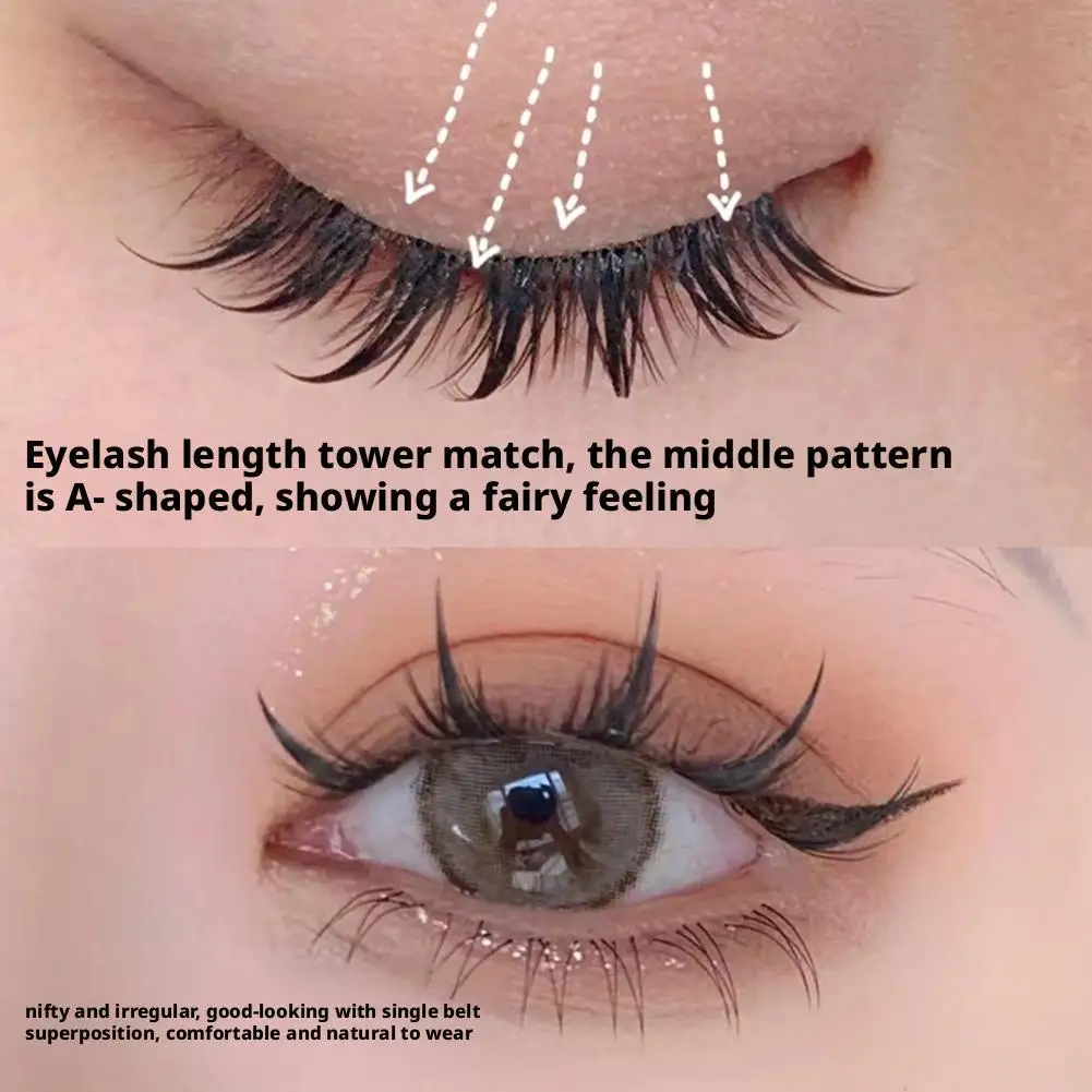 自己粘着つけまつげクラスターセットナチュラルルックまつげエクステンションキット毎日のパーティーメイク用高密度つけまつげ
