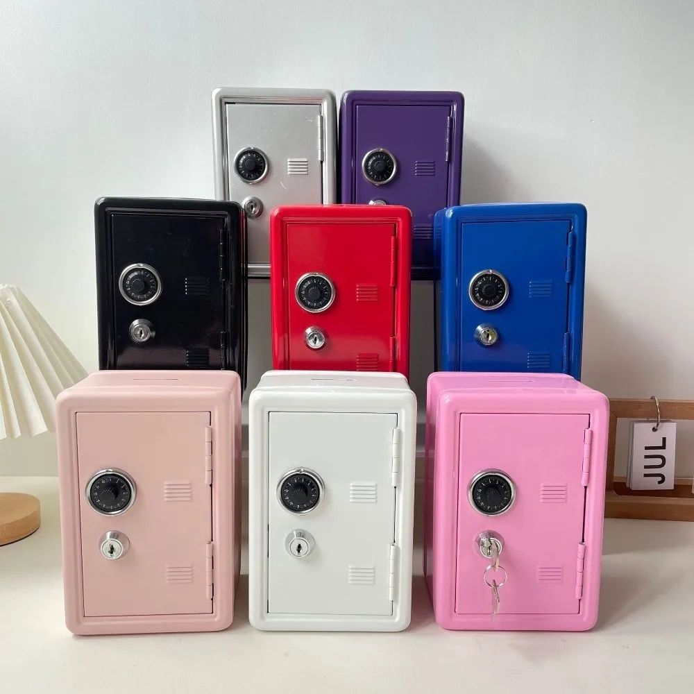 Portable Password Lock Mini Safe Box Anti-Theft Metal Piggy Bank Cabinet Money Storage Box Household Use