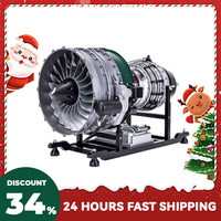 TECHING 1/10 Metal Jet Turbine Aero Twin Shaft Engine Assembly Model DIY Kit 1000+ Parts Turbofan Engine Toys Gifts