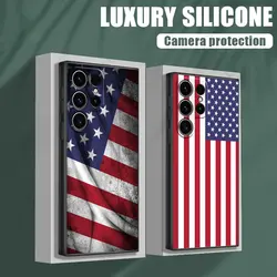 American USA Flag Five-pointed Star S25 Ultra Case For Samsung Galaxy S25 S24 S23 S20 S21 FE S22 Ultra S10 Plus Soft Phone Cover