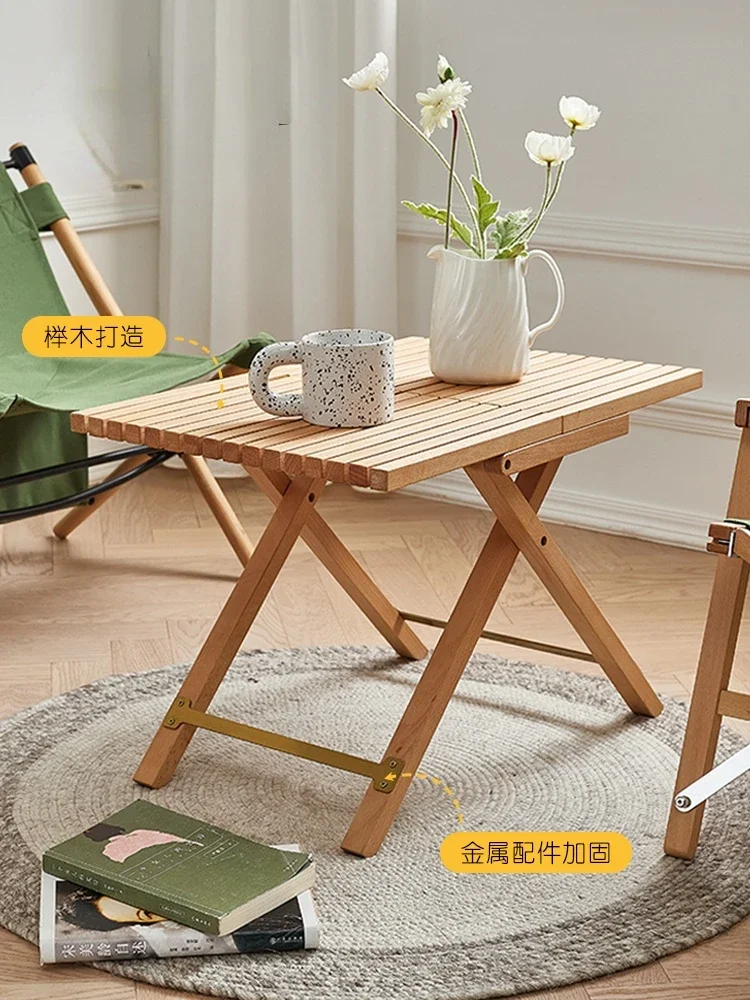 

Solid Wood Folding Table Home Creative Balcony Outdoor Simple Square Table Small Apartment Study Writing Desk