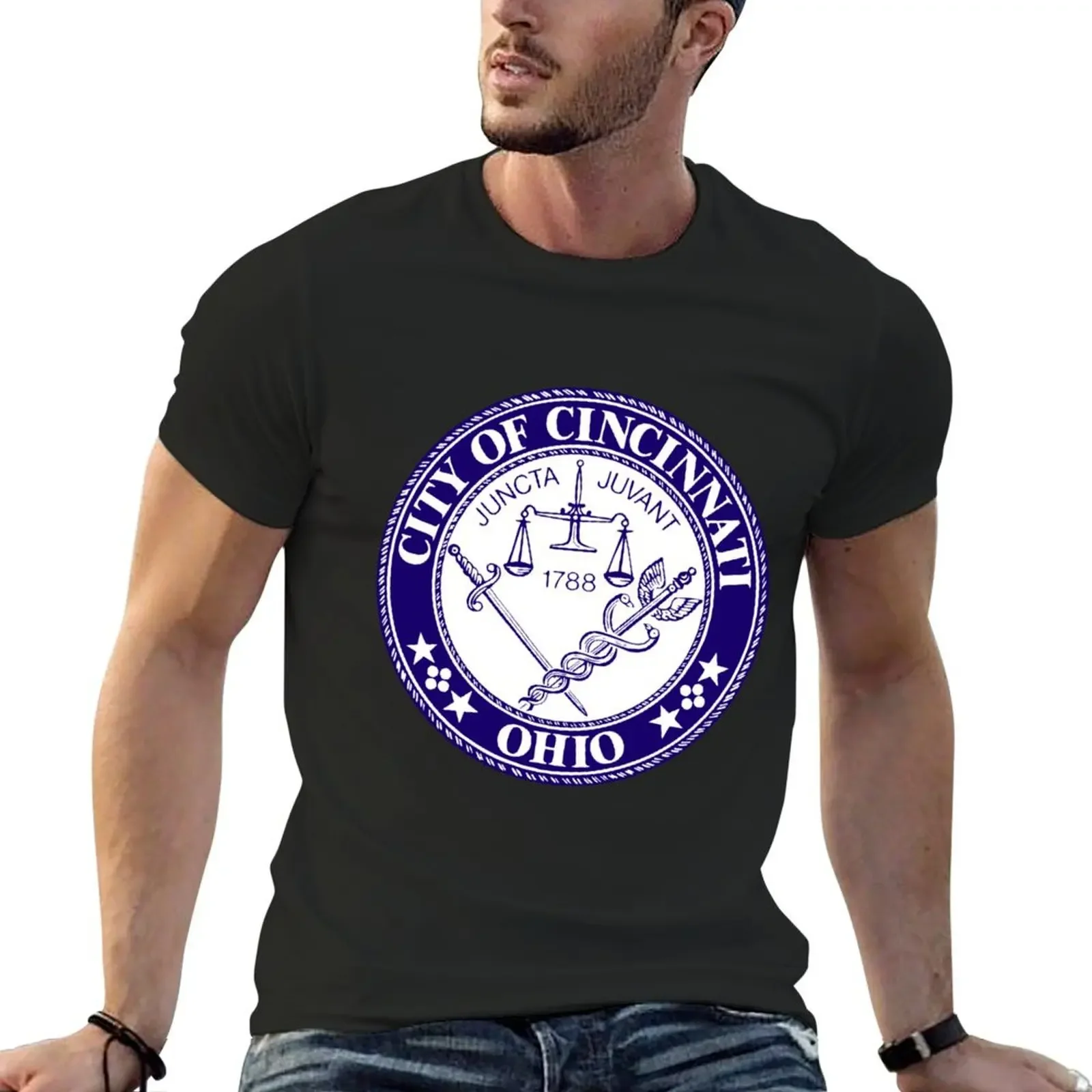 

Seal of the City of Cincinnati, Ohio State, United States of America T-Shirt vintage t shirts summer top tshirts for men