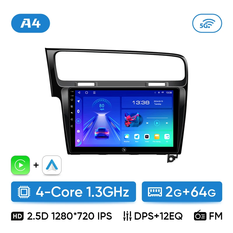 Ainavi Autoradio Voor Volkswagen VW Golf 7 MK7 GTI 2012 2013-2020 Draadloze Carplay Android Auto Multimedia GPS 2 Din autoradio