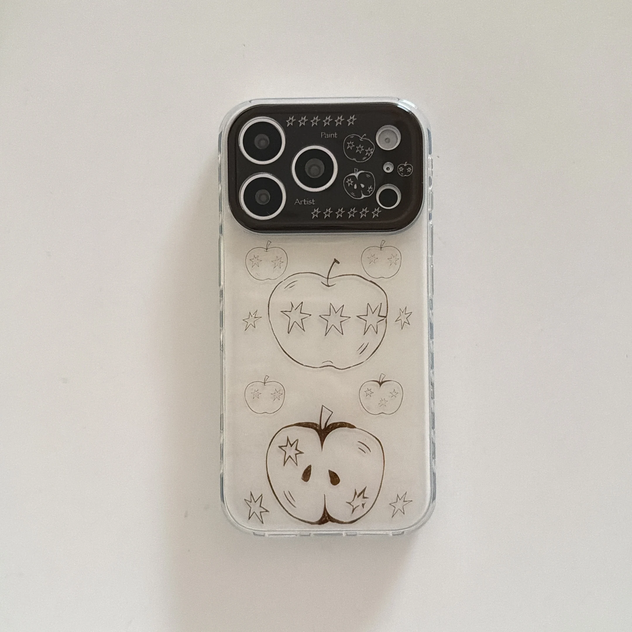 Minimalist Line Art Apple Star Cute Aesthetic Shockproof Phone Case for iPhone 17 16 15 14 13 12 11 Pro Max Plus Back Cover