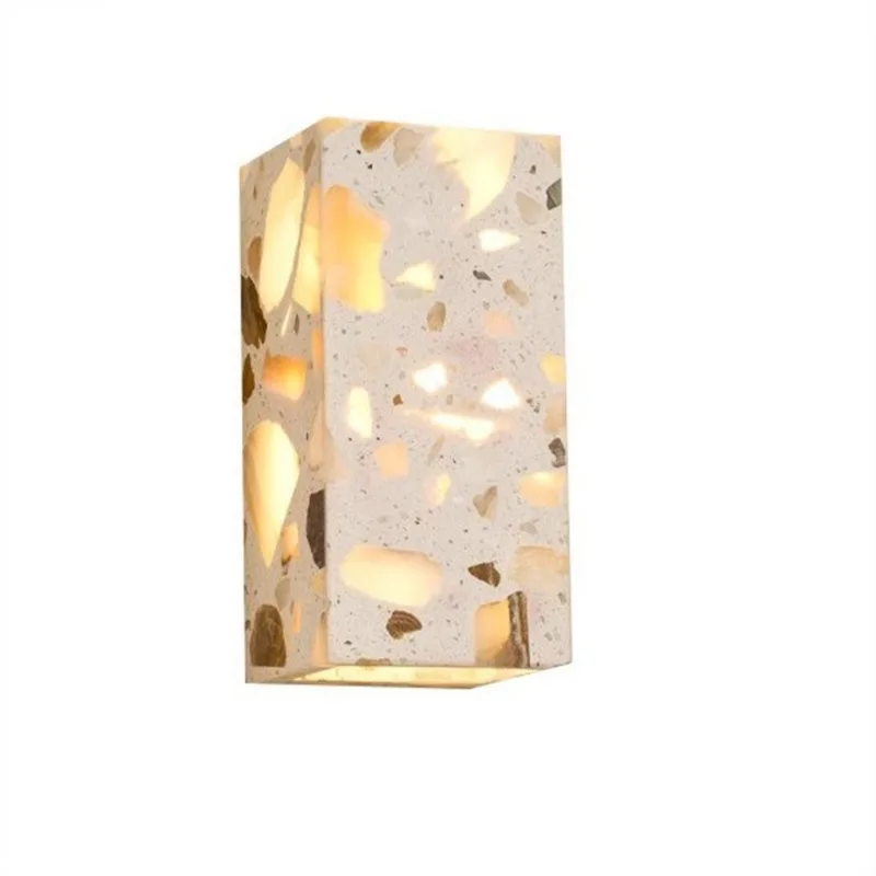 

Transparent stone wall lamp, terrazzo wabi sabi medieval wind up and down, transparent homestay cafe aisle corridor lamp