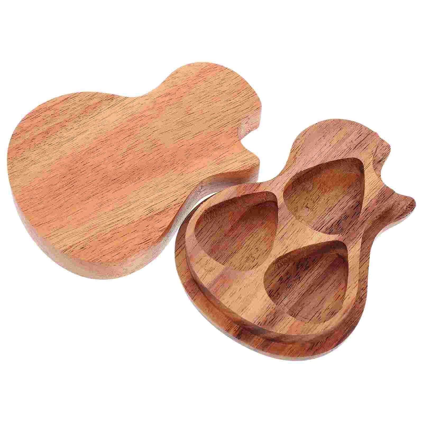 1Pc Handmade Wooden Guitar Pick Box for Guitarist Music Lovers Gifts (Wood Color) Guitar Pick Cases Guitar Pick Holder