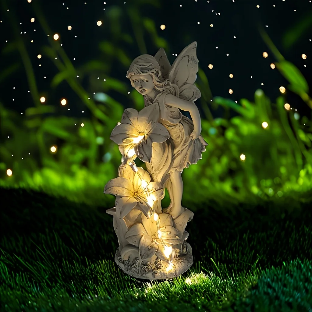 

Outdoor Garden Solar Statue Light, Solar Fairy Garden Statue Light, Solar Powered Resin Garden Fairy Angel Statues, Outdoor resi